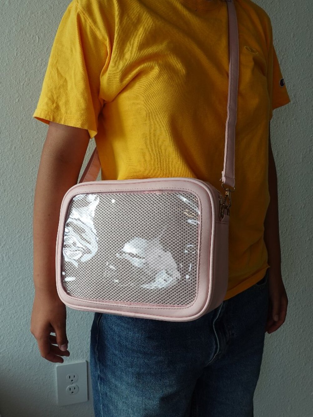 Pink Ita Bag Crossbody Kawaii Anime Pin Display Y2K Clear Window Itabag